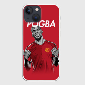 Чехол для iPhone 13 mini с принтом Pogba Manchester United в Белгороде,  |  | Тематика изображения на принте: mu | paul | pogba | манчестер юнайтед | мю | погба | форма