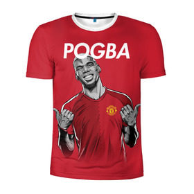 Мужская футболка 3D спортивная с принтом Pogba Manchester United в Белгороде, 100% полиэстер с улучшенными характеристиками | приталенный силуэт, круглая горловина, широкие плечи, сужается к линии бедра | mu | paul | pogba | манчестер юнайтед | мю | погба | форма