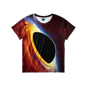 Детская футболка 3D с принтом Black planet в Белгороде, 100% гипоаллергенный полиэфир | прямой крой, круглый вырез горловины, длина до линии бедер, чуть спущенное плечо, ткань немного тянется | black hole | planet | space | астрономия | вселенная | звёзды | космос | млечный путь | планета | чёрная дыра