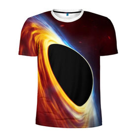 Мужская футболка 3D спортивная с принтом Black planet в Белгороде, 100% полиэстер с улучшенными характеристиками | приталенный силуэт, круглая горловина, широкие плечи, сужается к линии бедра | Тематика изображения на принте: black hole | planet | space | астрономия | вселенная | звёзды | космос | млечный путь | планета | чёрная дыра