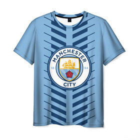 Мужская футболка 3D с принтом Manchester city в Белгороде, 100% полиэфир | прямой крой, круглый вырез горловины, длина до линии бедер | fc | manchester city | манчестер сити | спорт | спортивные | футбол | футбольный