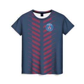 Женская футболка 3D с принтом PSG 2018 Creative в Белгороде, 100% полиэфир ( синтетическое хлопкоподобное полотно) | прямой крой, круглый вырез горловины, длина до линии бедер | fc | fly emirates | paris | psg | лого | париж | псж | спорт | спортивные | фк | футбольный клуб