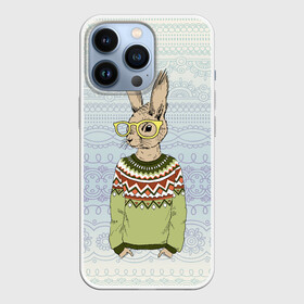 Чехол для iPhone 13 Pro с принтом Кролик хипстер в Белгороде,  |  | зима | кролик | новый год | подарок | рождество