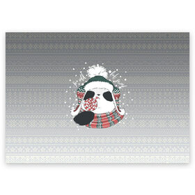 Поздравительная открытка с принтом So cold, but sweet в Белгороде, 100% бумага | плотность бумаги 280 г/м2, матовая, на обратной стороне линовка и место для марки
 | зима | новый год | панда | подарок | рождество
