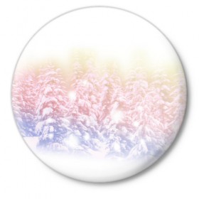 Значок с принтом Зимний лес в Белгороде,  металл | круглая форма, металлическая застежка в виде булавки | Тематика изображения на принте: зима | рождество
