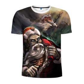 Мужская футболка 3D спортивная с принтом Bad Santa Claus в Белгороде, 100% полиэстер с улучшенными характеристиками | приталенный силуэт, круглая горловина, широкие плечи, сужается к линии бедра | зима | новый год | подарок | рождество