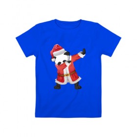 Детская футболка хлопок с принтом Панда Санта-Клаус в Белгороде, 100% хлопок | круглый вырез горловины, полуприлегающий силуэт, длина до линии бедер | зима | новый год | панда | подарок | рождество