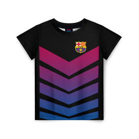 Детская футболка 3D с принтом FC Barcelona 2018 Arrow в Белгороде, 100% гипоаллергенный полиэфир | прямой крой, круглый вырез горловины, длина до линии бедер, чуть спущенное плечо, ткань немного тянется | fc | fc barcelona | fcb | барселона | спорт | спортивные | футбол | футбольный клуб