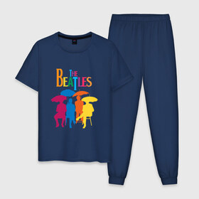 Мужская пижама хлопок с принтом The beatles в Белгороде, 100% хлопок | брюки и футболка прямого кроя, без карманов, на брюках мягкая резинка на поясе и по низу штанин
 | Тематика изображения на принте: bright | british | legendary | liverpool | rainbow | rock group | spectrum | the beatles | яркие цвета