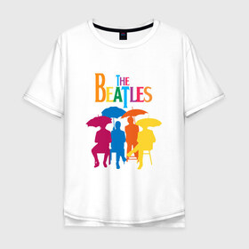 Мужская футболка хлопок Oversize с принтом The beatles в Белгороде, 100% хлопок | свободный крой, круглый ворот, “спинка” длиннее передней части | bright | british | legendary | liverpool | rainbow | rock group | spectrum | the beatles | яркие цвета
