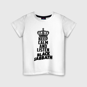 Детская футболка хлопок с принтом Keep calm and listen BS в Белгороде, 100% хлопок | круглый вырез горловины, полуприлегающий силуэт, длина до линии бедер | Тематика изображения на принте: 