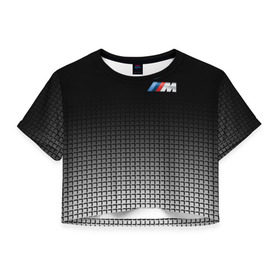 Женская футболка 3D укороченная с принтом BMW 2018 Black and White III в Белгороде, 100% полиэстер | круглая горловина, длина футболки до линии талии, рукава с отворотами | bmw | автомобильные | бмв