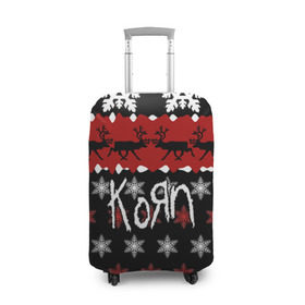 Чехол для чемодана 3D с принтом Праздничный Korn в Белгороде, 86% полиэфир, 14% спандекс | двустороннее нанесение принта, прорези для ручек и колес | korn | koяn | альтернативный | брайан филипп уэлч | группа | джеймс | джонатан дэвис | знак | корн | коян | красный | манки | метал | надпись | новогодний | новый год | нюметал | праздник