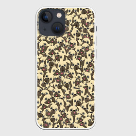 Чехол для iPhone 13 mini с принтом Мопсы в Белгороде,  |  | pug | милота | мопс | паттерн | пес | собака | собачка | текстура