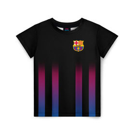 Детская футболка 3D с принтом FC Barcelona Color Line в Белгороде, 100% гипоаллергенный полиэфир | прямой крой, круглый вырез горловины, длина до линии бедер, чуть спущенное плечо, ткань немного тянется | fc barcelona | fcb | барселона | спорт | спортивные | фк | футбол