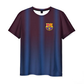 Мужская футболка 3D с принтом FC Barcelona Gradient в Белгороде, 100% полиэфир | прямой крой, круглый вырез горловины, длина до линии бедер | Тематика изображения на принте: fc | fc barcelona | fcb | барселона | спорт | спортивные | фк | футбол