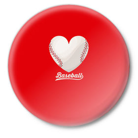 Значок с принтом Love Baseball в Белгороде,  металл | круглая форма, металлическая застежка в виде булавки | Тематика изображения на принте: baseball | legaue | sport | бейсбол | бейсбольная лига | мяч | спорт
