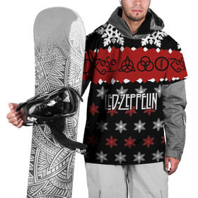 Накидка на куртку 3D с принтом Праздничный Led Zeppelin в Белгороде, 100% полиэстер |  | led zeppelin | блюз | группа | джимми пейдж | джон генри бонэм | джон пол джонс | знак | красный | лед зепелен | лед зеппелин | метал | надпись | новогодний | новый год | праздник | роберт плант | рождество
