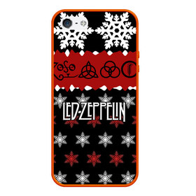 Чехол для iPhone 5/5S матовый с принтом Праздничный Led Zeppelin в Белгороде, Силикон | Область печати: задняя сторона чехла, без боковых панелей | led zeppelin | блюз | группа | джимми пейдж | джон генри бонэм | джон пол джонс | знак | красный | лед зепелен | лед зеппелин | метал | надпись | новогодний | новый год | праздник | роберт плант | рождество