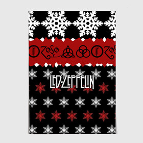 Постер с принтом Праздничный Led Zeppelin в Белгороде, 100% бумага
 | бумага, плотность 150 мг. Матовая, но за счет высокого коэффициента гладкости имеет небольшой блеск и дает на свету блики, но в отличии от глянцевой бумаги не покрыта лаком | led zeppelin | блюз | группа | джимми пейдж | джон генри бонэм | джон пол джонс | знак | красный | лед зепелен | лед зеппелин | метал | надпись | новогодний | новый год | праздник | роберт плант | рождество