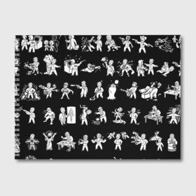 Альбом для рисования с принтом Фоллаут Перки в Белгороде, 100% бумага
 | матовая бумага, плотность 200 мг. | fallout | игра | перки | пип бой | рпг | фаллаут | ядерная война