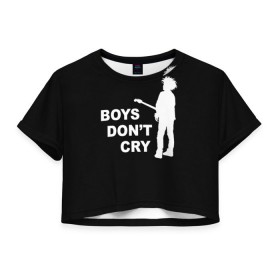 Женская футболка 3D укороченная с принтом The Cure в Белгороде, 100% полиэстер | круглая горловина, длина футболки до линии талии, рукава с отворотами | robert smith | rock band | the cure | uk | британия | роберт смит | рок группа