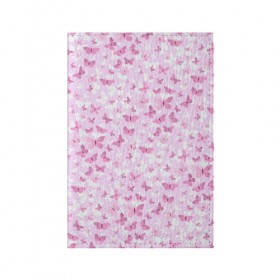 Обложка для паспорта матовая кожа с принтом Розовые бабочки в Белгороде, натуральная матовая кожа | размер 19,3 х 13,7 см; прозрачные пластиковые крепления | 