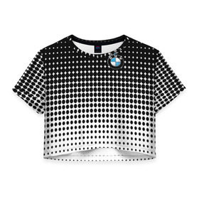 Женская футболка 3D укороченная с принтом BMW 2018 Black and White IV в Белгороде, 100% полиэстер | круглая горловина, длина футболки до линии талии, рукава с отворотами | bmw | автомобильные | бмв | машины