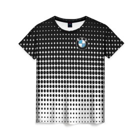 Женская футболка 3D с принтом BMW 2018 Black and White IV в Белгороде, 100% полиэфир ( синтетическое хлопкоподобное полотно) | прямой крой, круглый вырез горловины, длина до линии бедер | bmw | автомобильные | бмв | машины