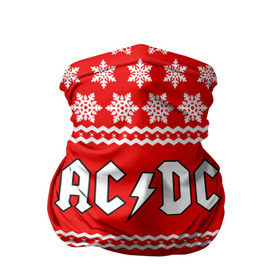 Бандана-труба 3D с принтом Праздничный AC/DC в Белгороде, 100% полиэстер, ткань с особыми свойствами — Activecool | плотность 150‒180 г/м2; хорошо тянется, но сохраняет форму | Тематика изображения на принте: ac dc | acdc |   снежинки | ангус янг | ас дс | асдс | крис слэйд | новогодний | новый год | рождество | стиви янг | эксл роуз