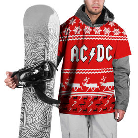 Накидка на куртку 3D с принтом Праздничный AC/DC в Белгороде, 100% полиэстер |  | ac dc | acdc |   снежинки | ангус янг | ас дс | асдс | крис слэйд | новогодний | новый год | рождество | стиви янг | эксл роуз