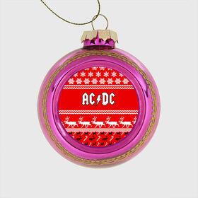 Стеклянный ёлочный шар с принтом Праздничный AC/DC в Белгороде, Стекло | Диаметр: 80 мм | ac dc | acdc |   снежинки | ангус янг | ас дс | асдс | крис слэйд | новогодний | новый год | рождество | стиви янг | эксл роуз