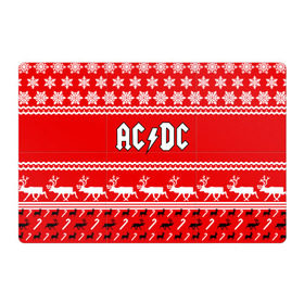 Магнитный плакат 3Х2 с принтом Праздничный AC/DC в Белгороде, Полимерный материал с магнитным слоем | 6 деталей размером 9*9 см | ac dc | acdc |   снежинки | ангус янг | ас дс | асдс | крис слэйд | новогодний | новый год | рождество | стиви янг | эксл роуз