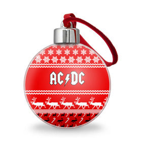 Ёлочный шар с принтом Праздничный AC/DC в Белгороде, Пластик | Диаметр: 77 мм | ac dc | acdc |   снежинки | ангус янг | ас дс | асдс | крис слэйд | новогодний | новый год | рождество | стиви янг | эксл роуз