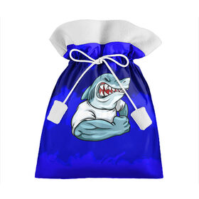 Подарочный 3D мешок с принтом aggressive shark в Белгороде, 100% полиэстер | Размер: 29*39 см | абстракция | акула | краски | синий | темносиний