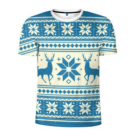 Мужская футболка 3D спортивная с принтом Наш веселый Новый год в Белгороде, 100% полиэстер с улучшенными характеристиками | приталенный силуэт, круглая горловина, широкие плечи, сужается к линии бедра | новый год | олень | свитер | снег | снежинки | узор