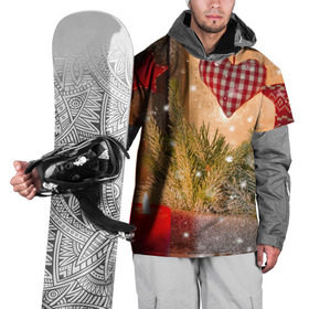 Накидка на куртку 3D с принтом Новогодняя сказка в Белгороде, 100% полиэстер |  | елка | мягкие игрушки | новый год снег | свеча | снежинки