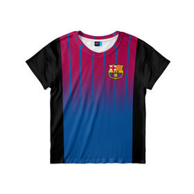 Детская футболка 3D с принтом FC Barcelona 2018 в Белгороде, 100% гипоаллергенный полиэфир | прямой крой, круглый вырез горловины, длина до линии бедер, чуть спущенное плечо, ткань немного тянется | fc | fc barcelona | fcb | барселона | спорт | спортивные | футбол | футбольный клуб