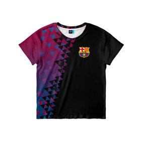 Детская футболка 3D с принтом FC Barcelona 2018 Премиум в Белгороде, 100% гипоаллергенный полиэфир | прямой крой, круглый вырез горловины, длина до линии бедер, чуть спущенное плечо, ткань немного тянется | Тематика изображения на принте: 