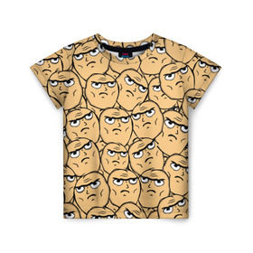 Детская футболка 3D с принтом MEME DETERMINED NOT OKAY в Белгороде, 100% гипоаллергенный полиэфир | прямой крой, круглый вырез горловины, длина до линии бедер, чуть спущенное плечо, ткань немного тянется | determined not okay | meme | лицо | мем | определённо не всё в порядке