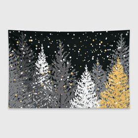 Флаг-баннер с принтом Ёлки в Белгороде, 100% полиэстер | размер 67 х 109 см, плотность ткани — 95 г/м2; по краям флага есть четыре люверса для крепления | елка | новый год | снег | снежинки