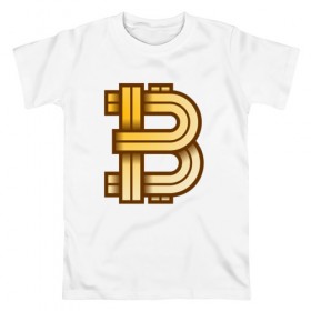 Мужская футболка хлопок с принтом Bitcoin is a new era! в Белгороде, 100% хлопок | прямой крой, круглый вырез горловины, длина до линии бедер, слегка спущенное плечо. | bitcoin | btc | биткоин