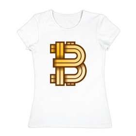 Женская футболка хлопок с принтом Bitcoin is a new era! в Белгороде, 100% хлопок | прямой крой, круглый вырез горловины, длина до линии бедер, слегка спущенное плечо | bitcoin | btc | биткоин
