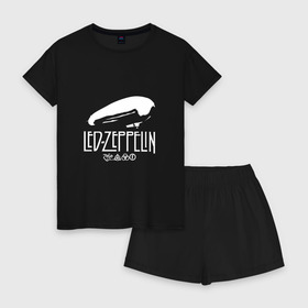 Женская пижама с шортиками хлопок с принтом Led Zeppelin дирижабль в Белгороде, 100% хлопок | футболка прямого кроя, шорты свободные с широкой мягкой резинкой | led | led zeppelin | блюз | группа | джимми пейдж | джон генри бонэм | джон пол джонс | лед зепелен | лед зеппелин | метал | роберт плант | рок | тяжелый | фолк | хард | хардрок | хеви | хевиметал