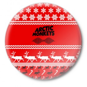 Значок с принтом Arctic Monkeys в Белгороде,  металл | круглая форма, металлическая застежка в виде булавки | arc | алекс тёрнер | арктик | арктические | гаражный | группа | джейми кук | знак | инди | красный | манкис | мартышки | музыка | надпись | ник о мэлли | новогодний | новый год | обезьяна | постпанк