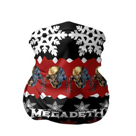 Бандана-труба 3D с принтом Праздничный Megadeth в Белгороде, 100% полиэстер, ткань с особыми свойствами — Activecool | плотность 150‒180 г/м2; хорошо тянется, но сохраняет форму | Тематика изображения на принте: me | megadeth | группа | дирк вербурен | дэвид эллефсон | дэйв мастейн | знак | кико лоурейро | красный | мегадет | метал | надпись | новогодний | новый год | праздник | рождество | рок | снежинки | трэш