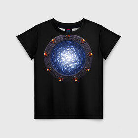 Детская футболка 3D с принтом Stargate в Белгороде, 100% гипоаллергенный полиэфир | прямой крой, круглый вырез горловины, длина до линии бедер, чуть спущенное плечо, ткань немного тянется | sg1 | wormhole | другие миры | зв1 | звёздные врата | кротовая нора | портал | тоннель | червоточина