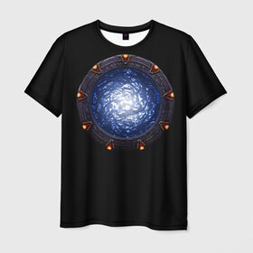 Мужская футболка 3D с принтом Stargate в Белгороде, 100% полиэфир | прямой крой, круглый вырез горловины, длина до линии бедер | sg1 | wormhole | другие миры | зв1 | звёздные врата | кротовая нора | портал | тоннель | червоточина