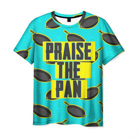Мужская футболка 3D с принтом Praise The Pan в Белгороде, 100% полиэфир | прямой крой, круглый вырез горловины, длина до линии бедер | battle royale | playerunknown | playerunknowns | playerunknowns battlegrounds | pubg | онлайн игра