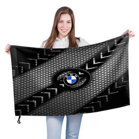 Флаг 3D с принтом BMW Carboniferous 2018 в Белгороде, 100% полиэстер | плотность ткани — 95 г/м2, размер — 67 х 109 см. Принт наносится с одной стороны | abstraction | carboniferous | карбон | текстуры